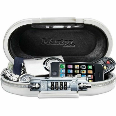 Coffre-Fort Portable avec Câble de Sécurité Master Lock 5900EURDWHT Blanc ABS 700 ml 6 x 12,9 x 24 cm
