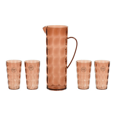 Set Krug mit Gläsern EDM 869702 Wiederverwerteter Kunststoff Braun 5
