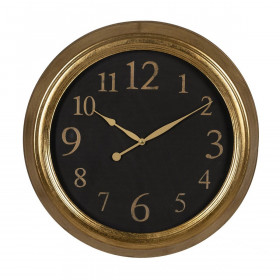 Orologio da Parete Nero Dorato PVC Cristallo Ferro Legno MDF 47 x 5,5