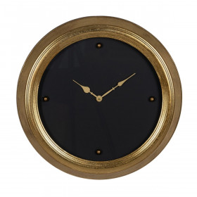 Orologio da Parete Nero Dorato PVC Cristallo Ferro Legno MDF 46 x 6 x