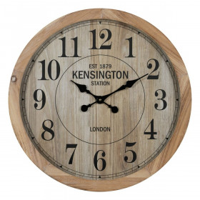 Orologio da Parete Naturale Legno Cristallo 60 x 60 x 6,5 cm