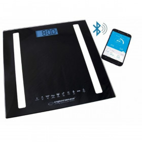 Bilancia Digitale da Bagno Esperanza EBS016K Nero Vetro Vetro Temperat