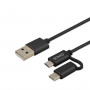 Câble USB vers Micro USB et USB C Savio CL-128 Noir 1 m sur la cavern