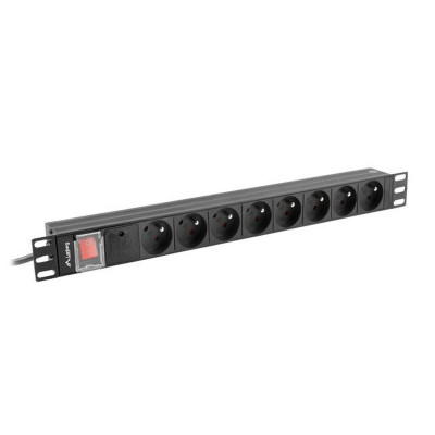 Regleta 19" 8 Tomas Schuko con On/Off Switch Lanberg PDU-08E-0200-BK (