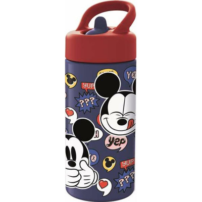 Bouteille d'eau Mickey Mouse Happy Smiles Rouge Bleu (410 ml)