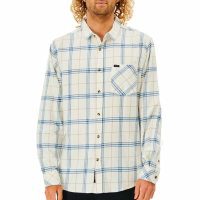 Men’s Long Sleeve Shirt Rip Curl Checked in Flannel Franela White