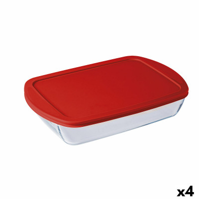 Rectangular Lunchbox with Lid Ô Cuisine Cook & store Transparent Silicone Glass (4,5 L) (4 Units)